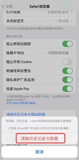 苹果浏览器怎么清除历史记录
