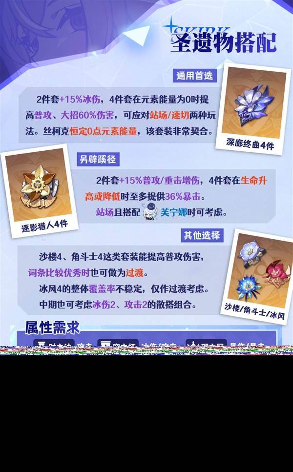 《原神》丝柯克圣遗物选择推荐(原神丝柯克武器选择)